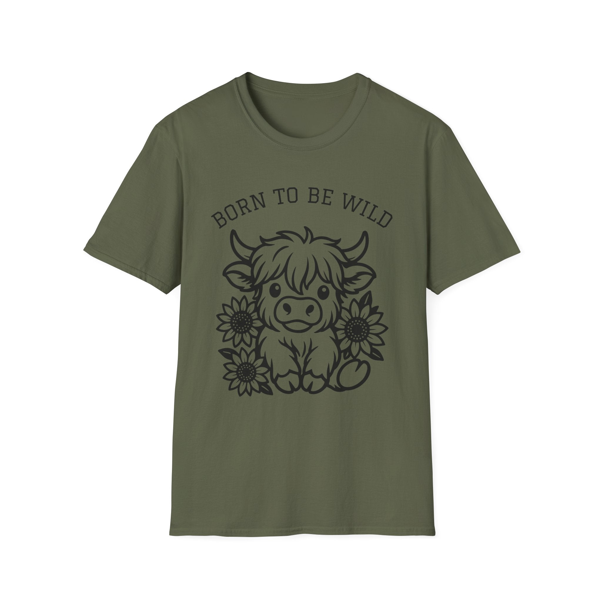 Born to Be Wild Highland Cow T-Shirt — Cute Farm Animal Graphic Tee