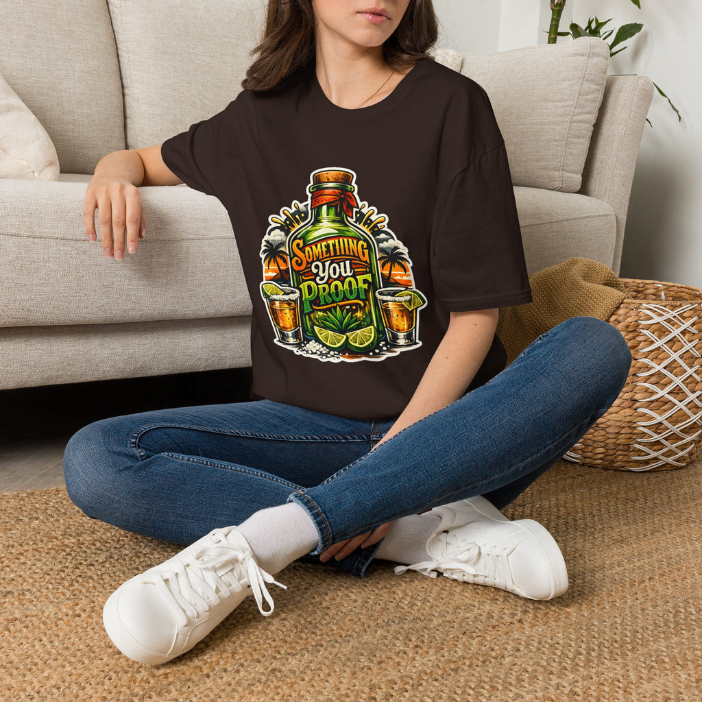 Tequila Bottle 'Something You Proof' T-Shirt — Tropical Cocktail Graphic Tee
