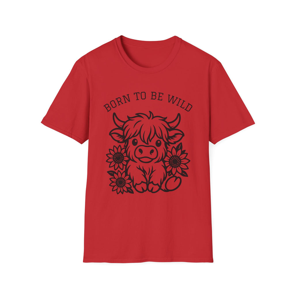 Born to Be Wild Highland Cow T-Shirt — Cute Farm Animal Graphic Tee