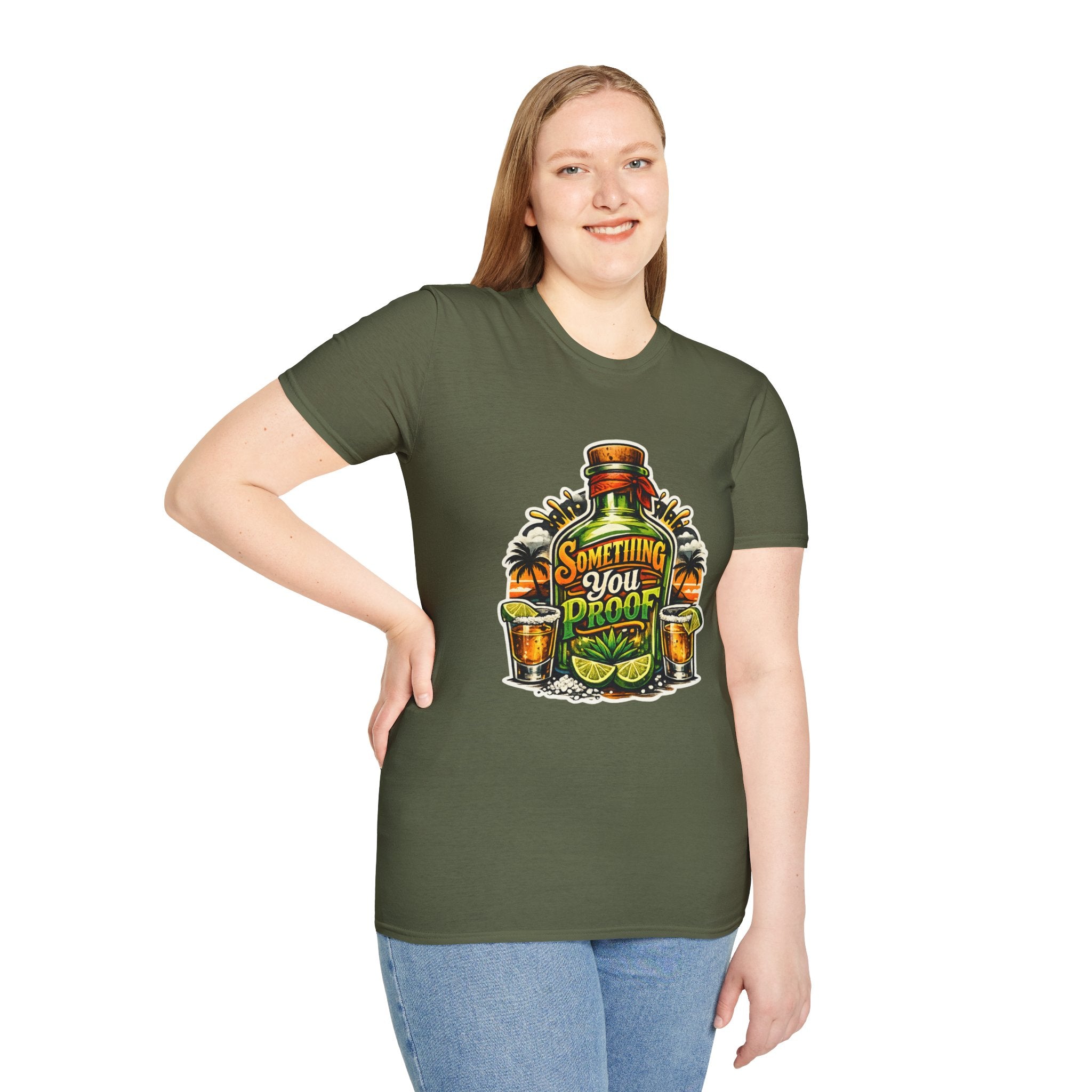 Tequila Bottle 'Something You Proof' T-Shirt — Tropical Cocktail Graphic Tee