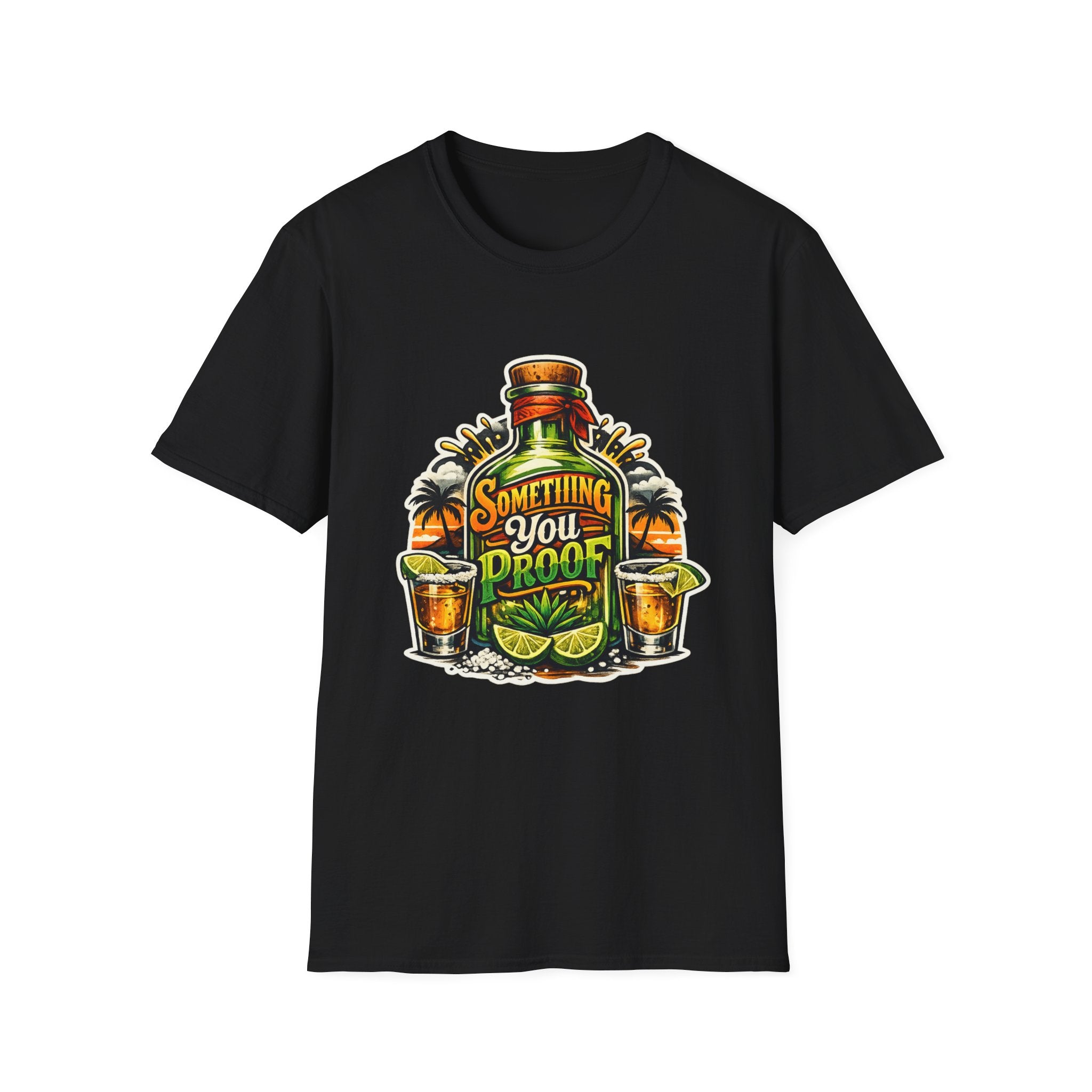 Tequila Bottle 'Something You Proof' T-Shirt — Tropical Cocktail Graphic Tee