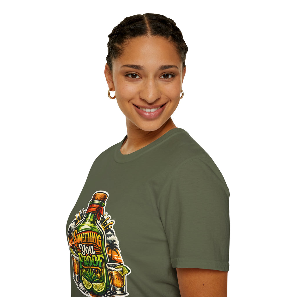 Tequila Bottle 'Something You Proof' T-Shirt — Tropical Cocktail Graphic Tee