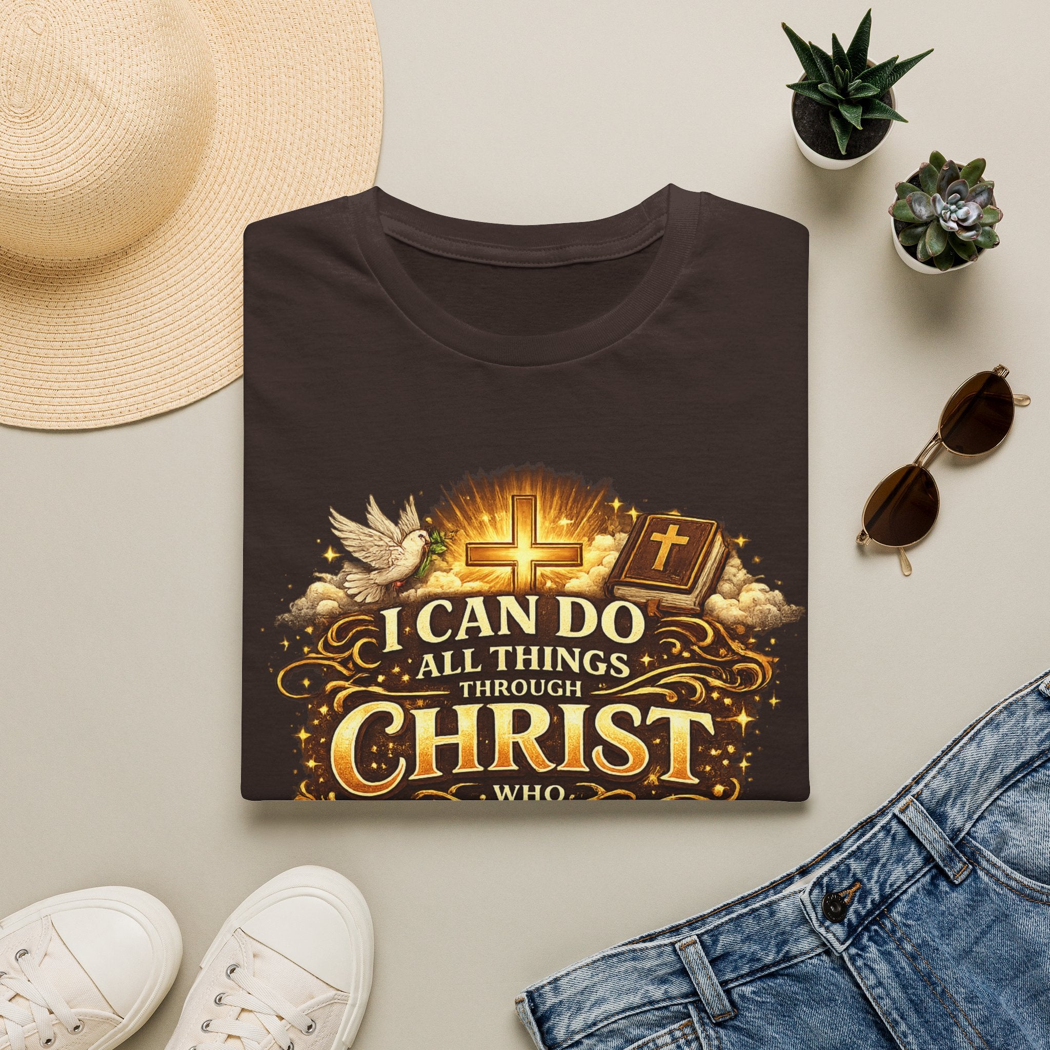 Christian T-Shirt — "I Can Do All Things Through Christ" Inspirational Faith Tee
