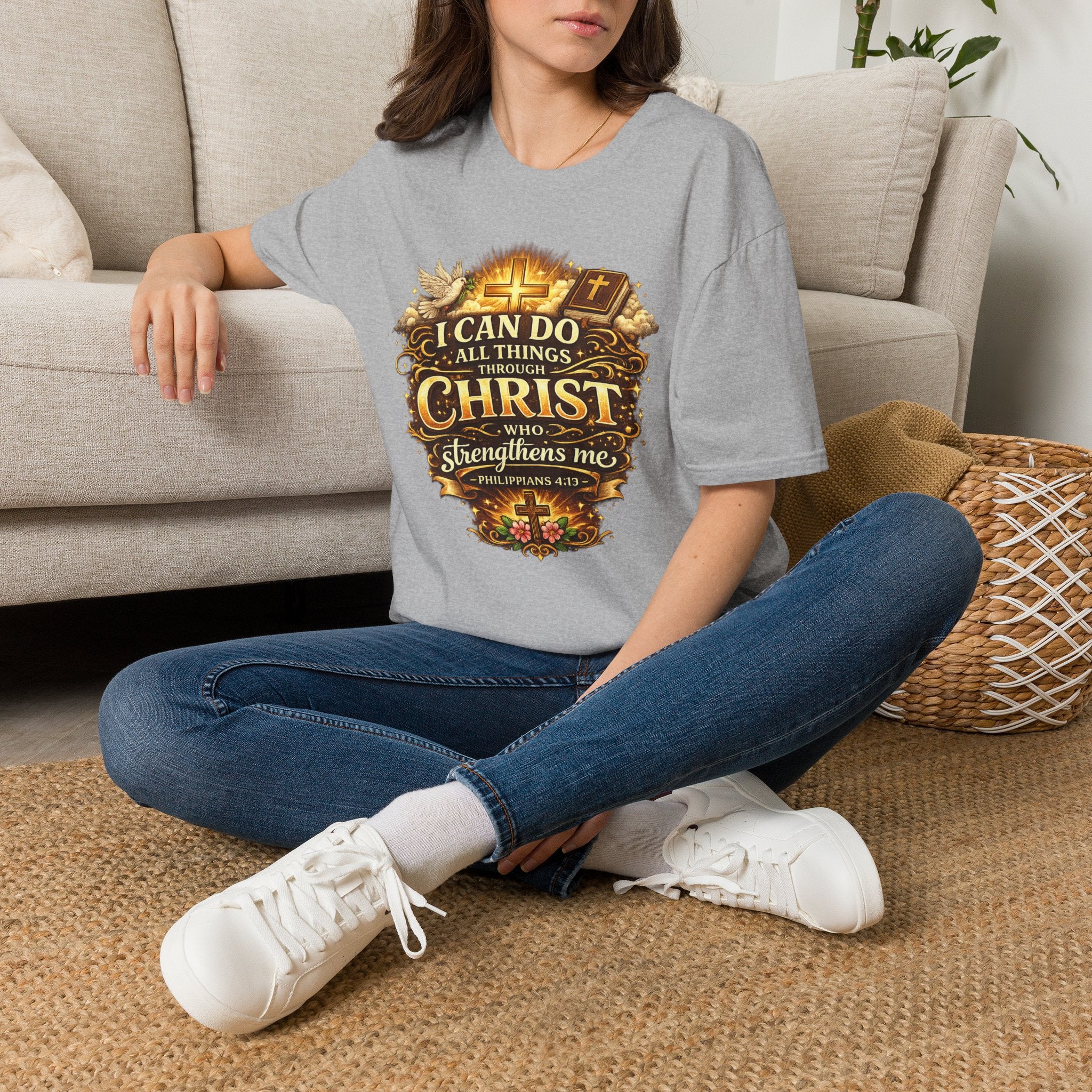 Christian T-Shirt — "I Can Do All Things Through Christ" Inspirational Faith Tee