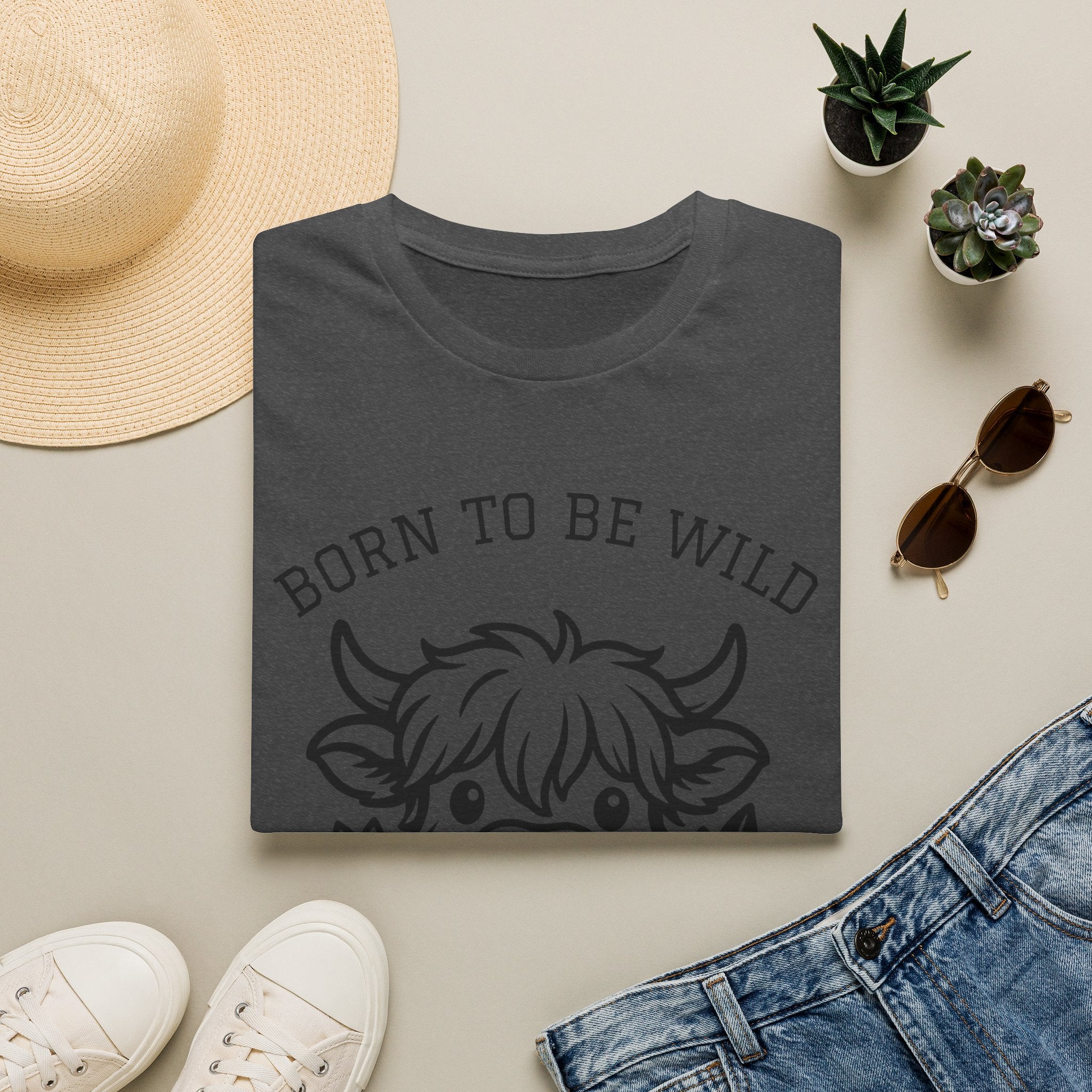 Born to Be Wild Highland Cow T-Shirt — Cute Farm Animal Graphic Tee