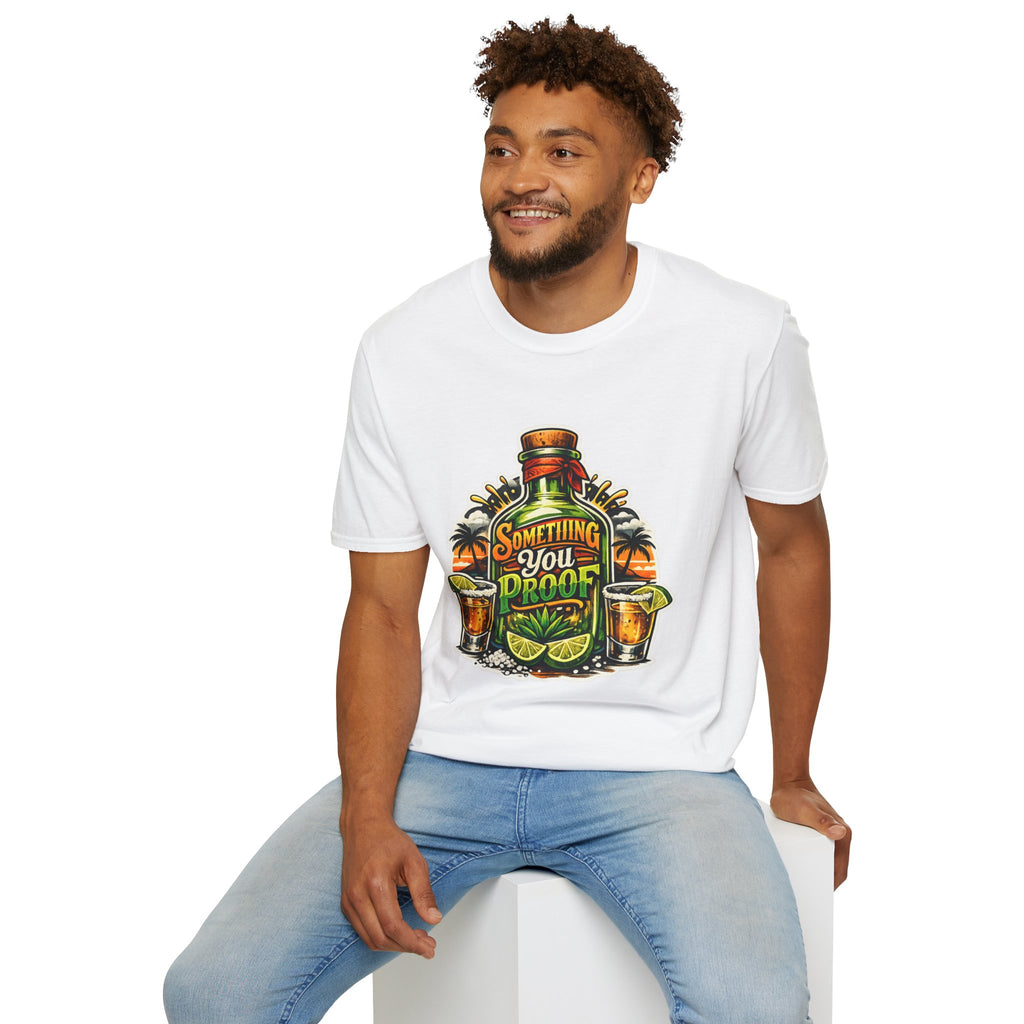 Tequila Bottle 'Something You Proof' T-Shirt — Tropical Cocktail Graphic Tee