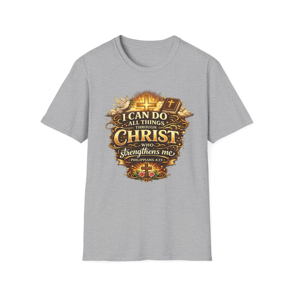 Christian T-Shirt — "I Can Do All Things Through Christ" Inspirational Faith Tee