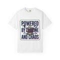 Powered by Caffeine and Chaos T-Shirt | Coffee Humor Tee