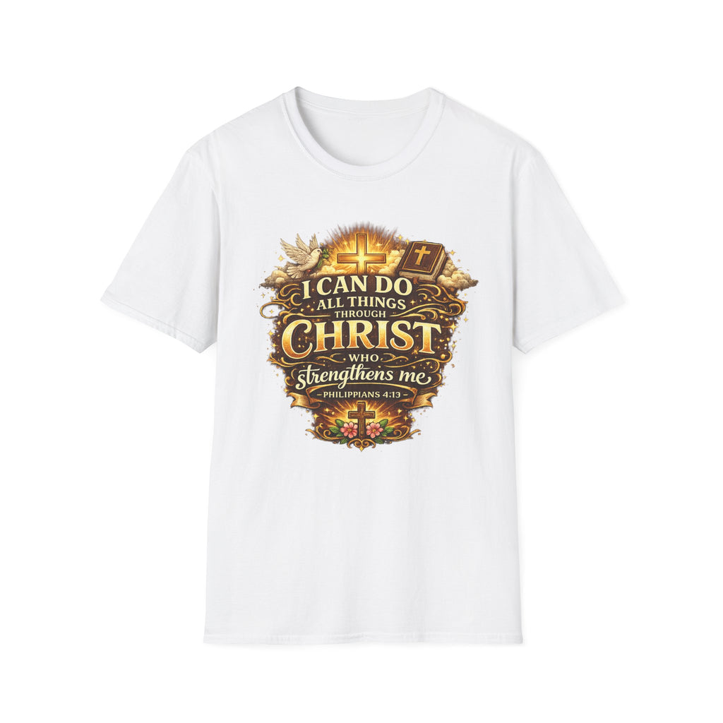 Christian T-Shirt — "I Can Do All Things Through Christ" Inspirational Faith Tee