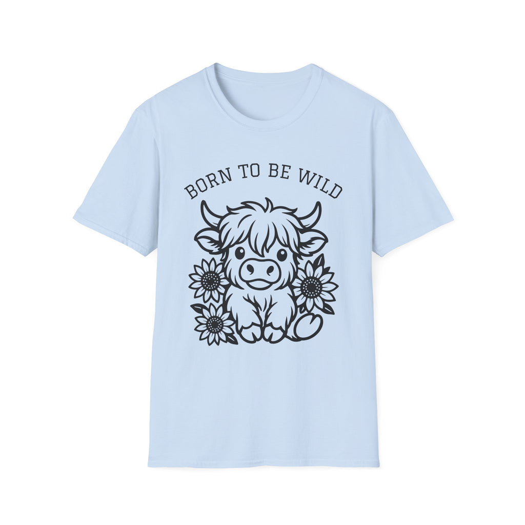 Born to Be Wild Highland Cow T-Shirt — Cute Farm Animal Graphic Tee