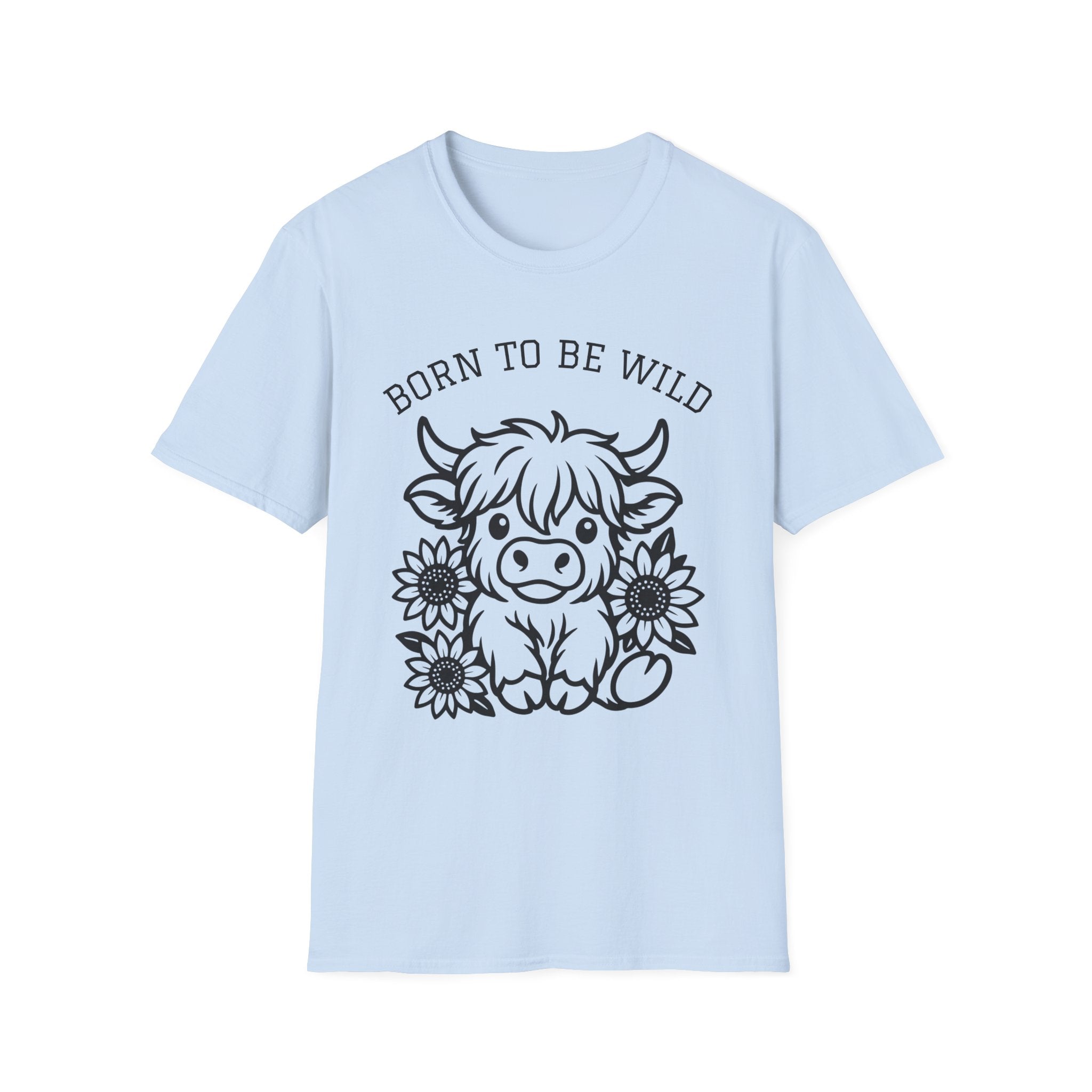 Born to Be Wild Highland Cow T-Shirt — Cute Farm Animal Graphic Tee