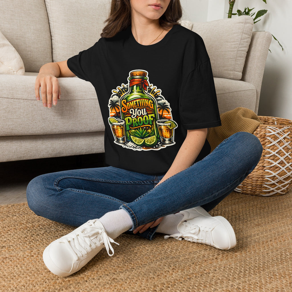 Tequila Bottle 'Something You Proof' T-Shirt — Tropical Cocktail Graphic Tee