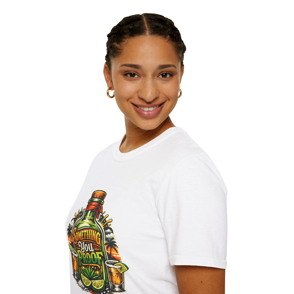 Tequila Bottle 'Something You Proof' T-Shirt — Tropical Cocktail Graphic Tee