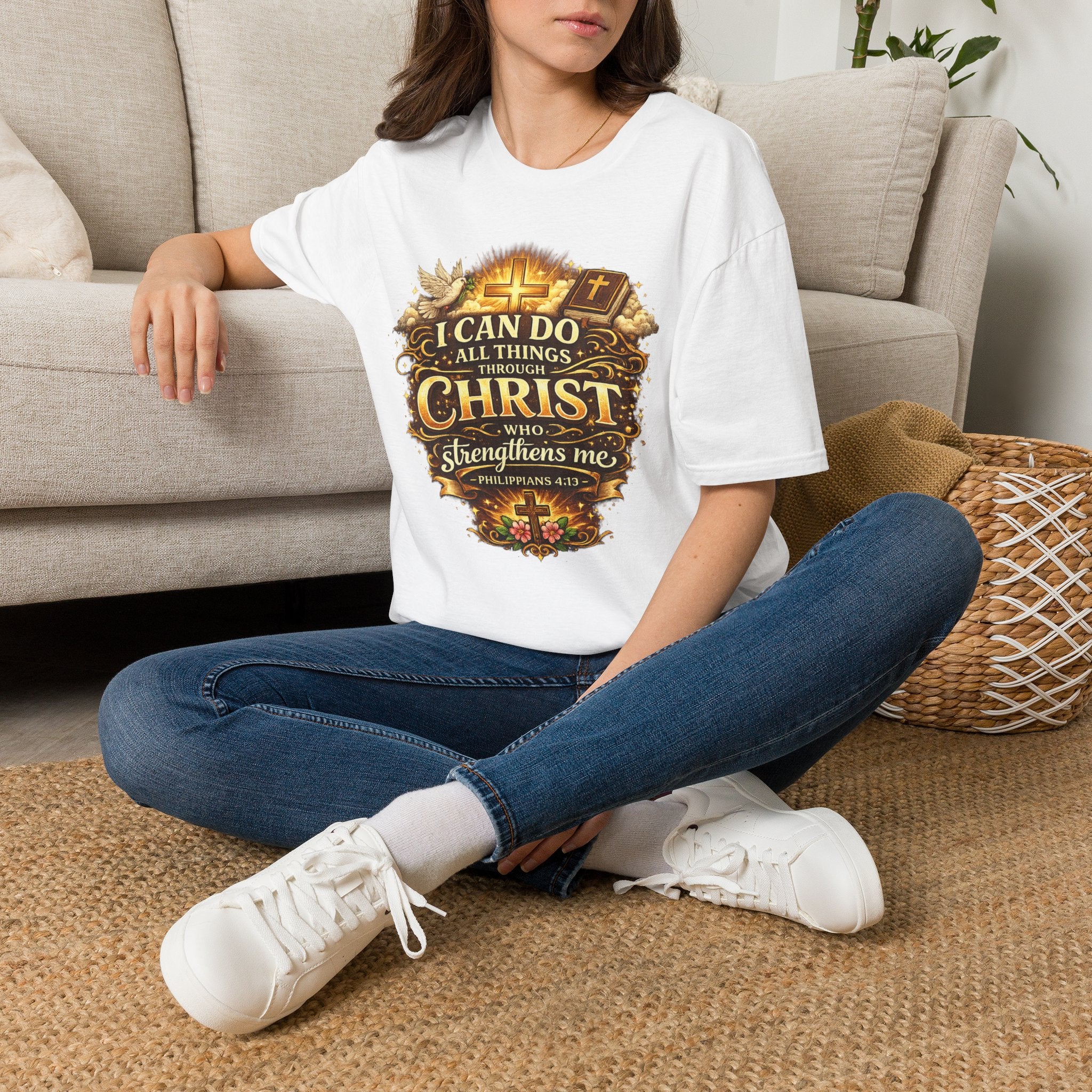 Christian T-Shirt — "I Can Do All Things Through Christ" Inspirational Faith Tee