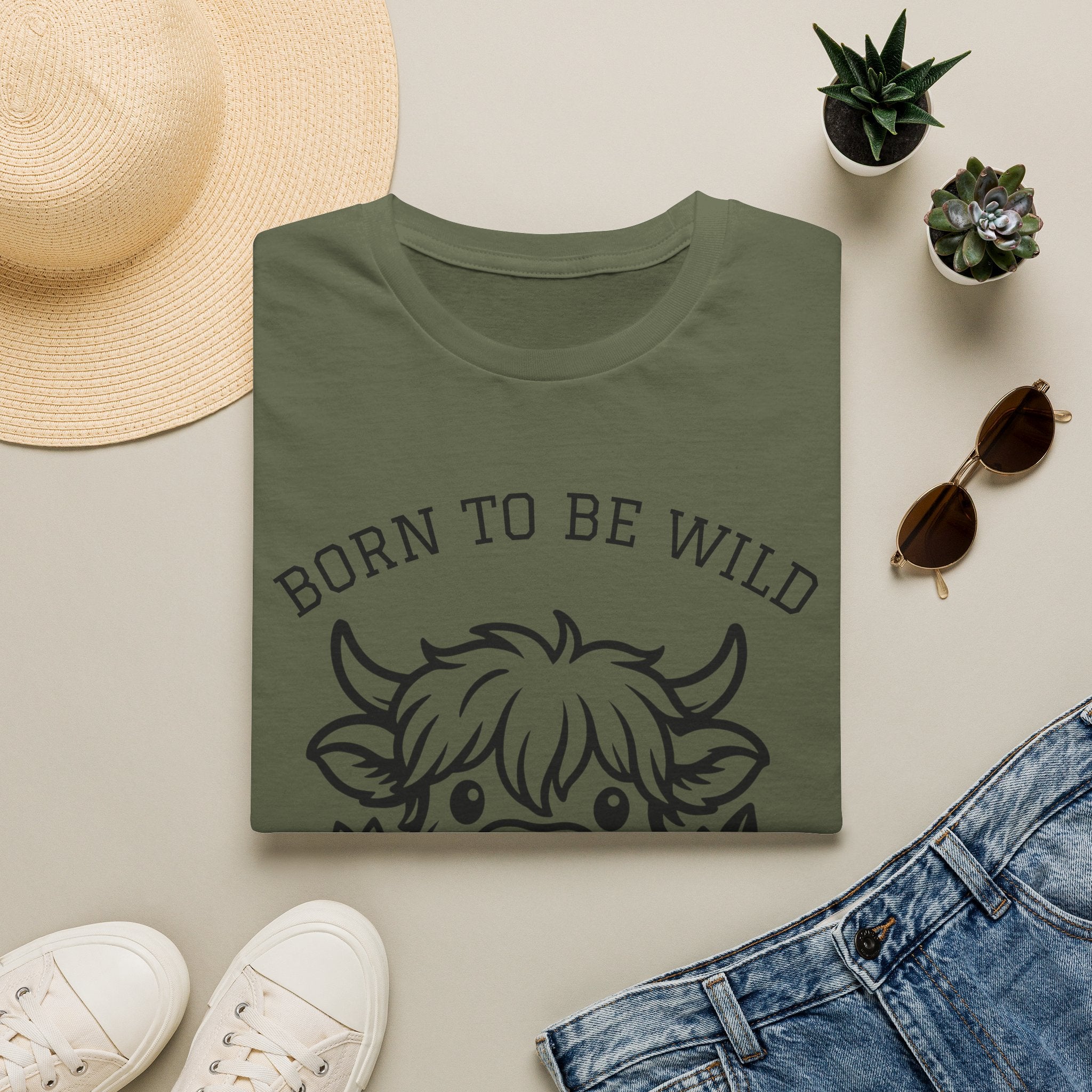 Born to Be Wild Highland Cow T-Shirt — Cute Farm Animal Graphic Tee