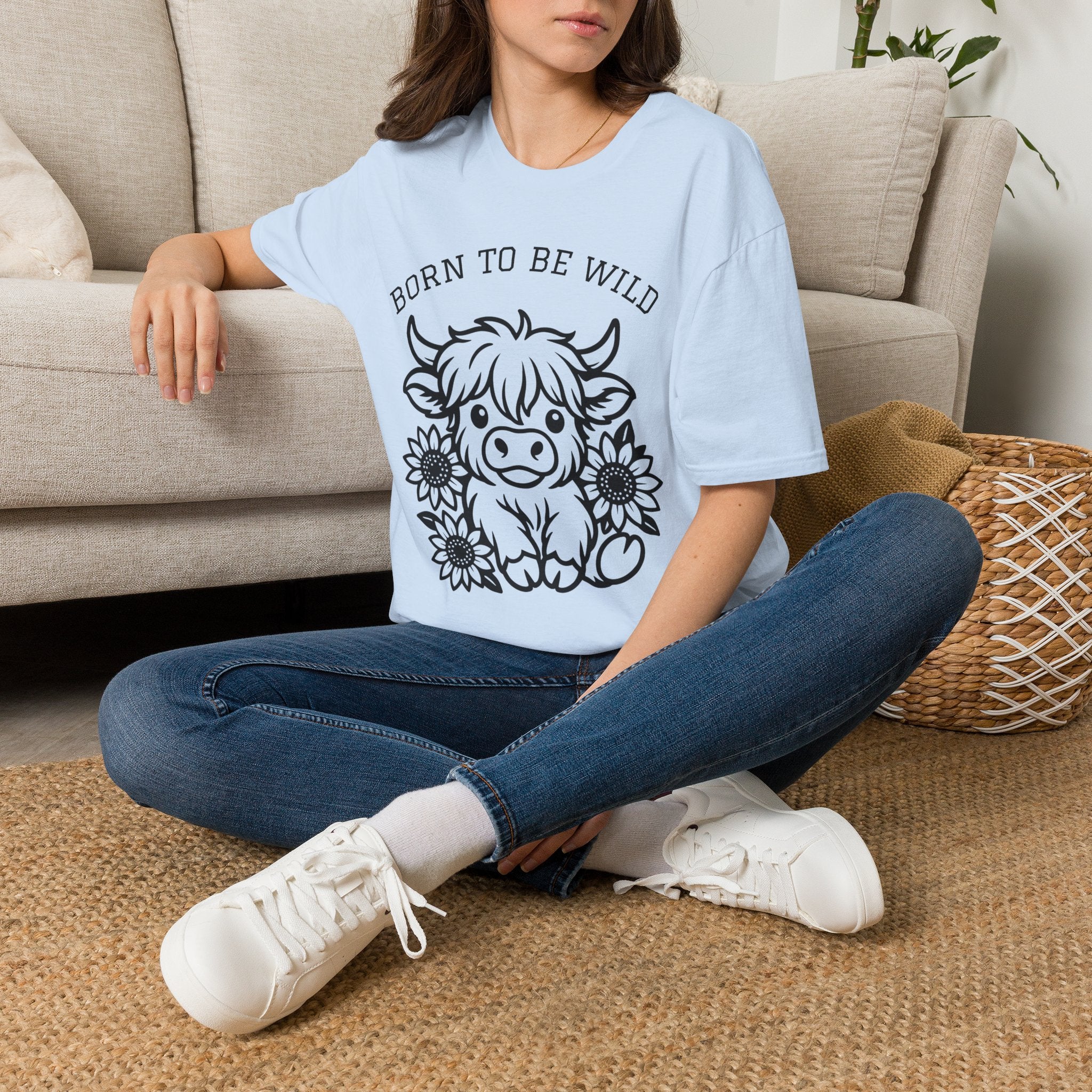 Born to Be Wild Highland Cow T-Shirt — Cute Farm Animal Graphic Tee
