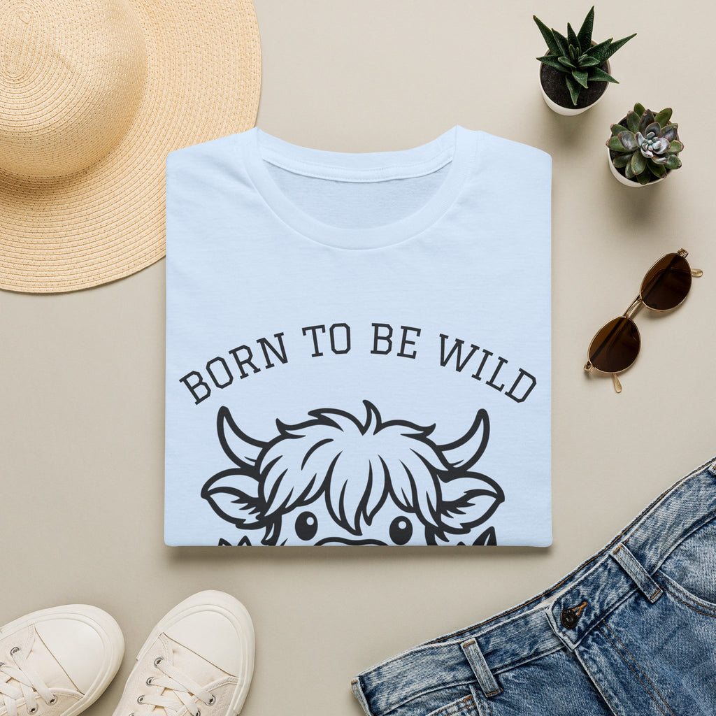Born to Be Wild Highland Cow T-Shirt — Cute Farm Animal Graphic Tee
