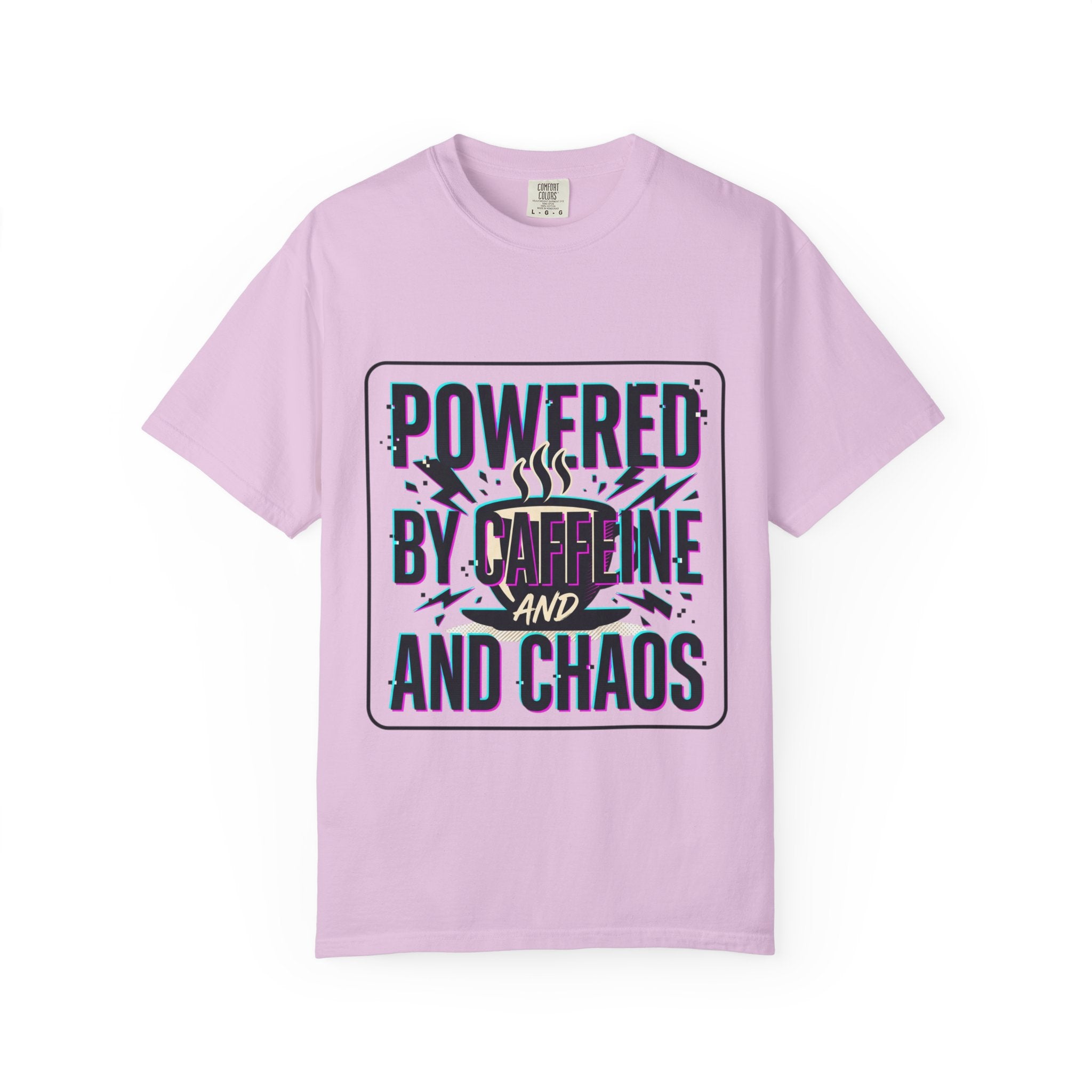 Powered by Caffeine and Chaos T-Shirt | Coffee Humor Tee