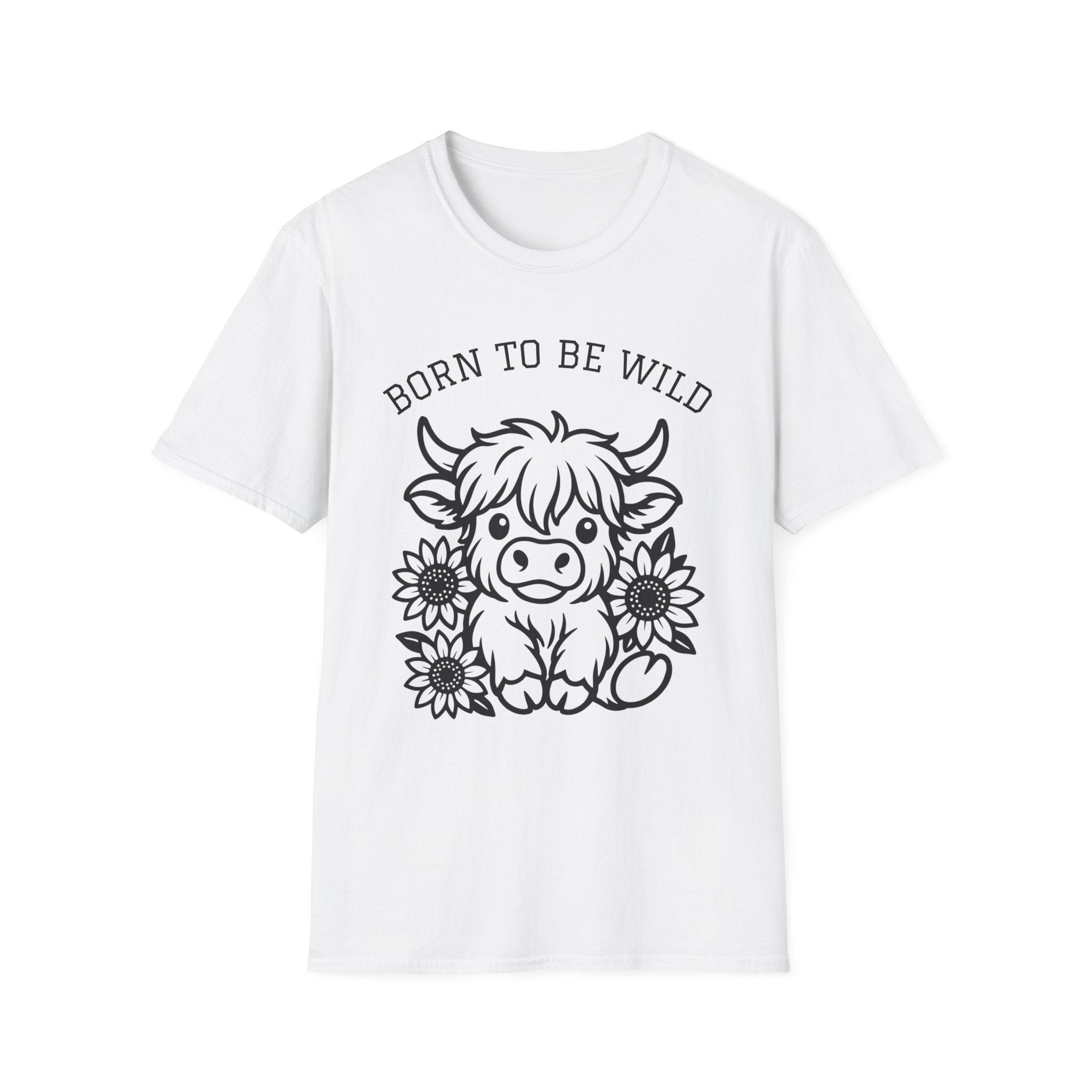 Born to Be Wild Highland Cow T-Shirt — Cute Farm Animal Graphic Tee