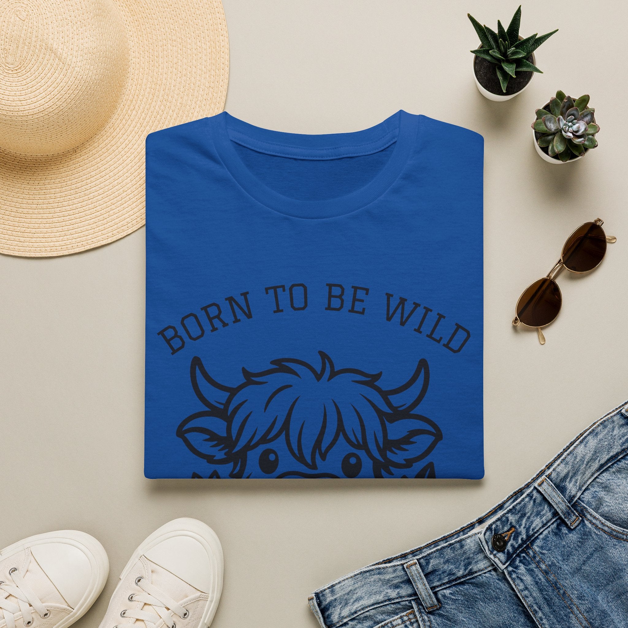 Born to Be Wild Highland Cow T-Shirt — Cute Farm Animal Graphic Tee