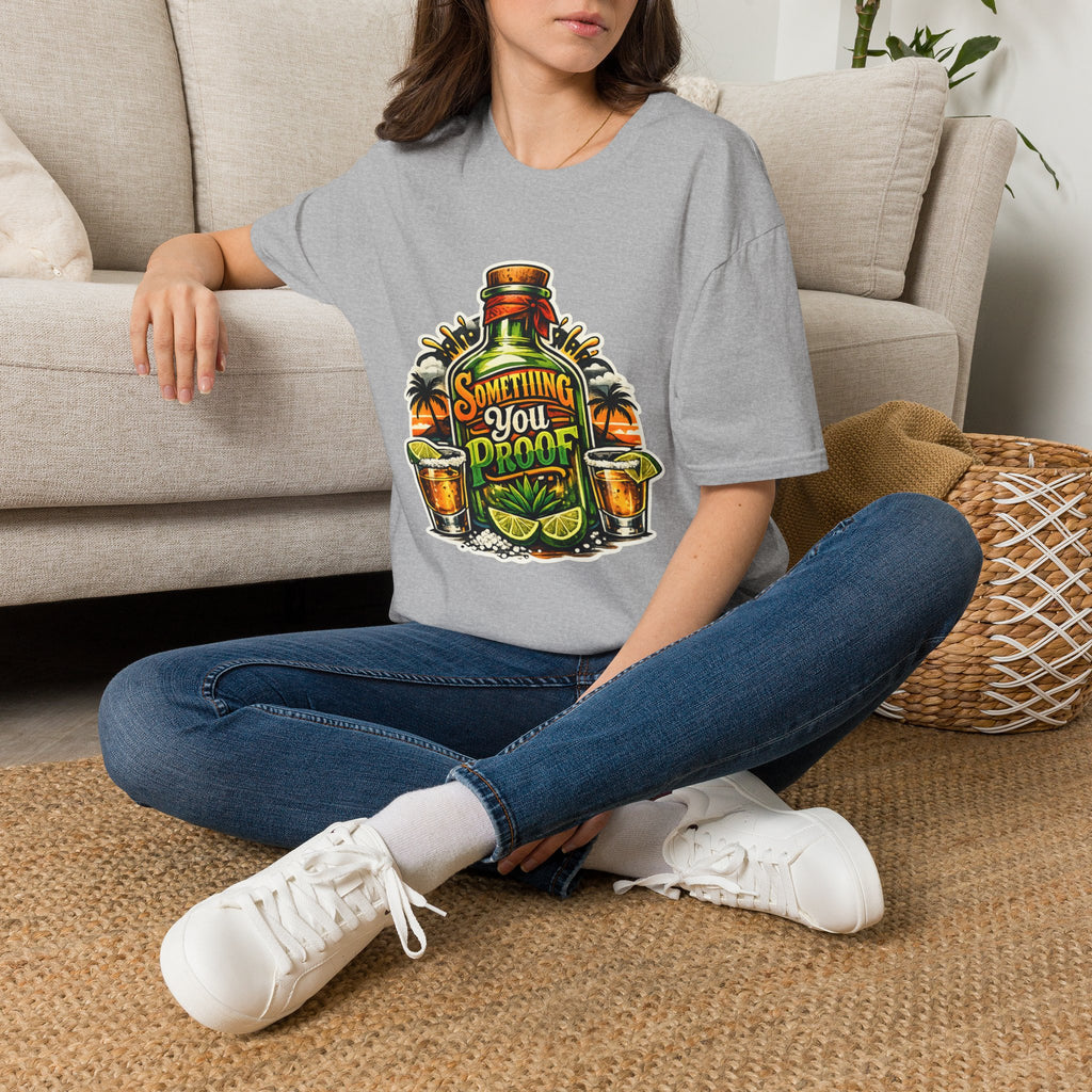 Tequila Bottle 'Something You Proof' T-Shirt — Tropical Cocktail Graphic Tee