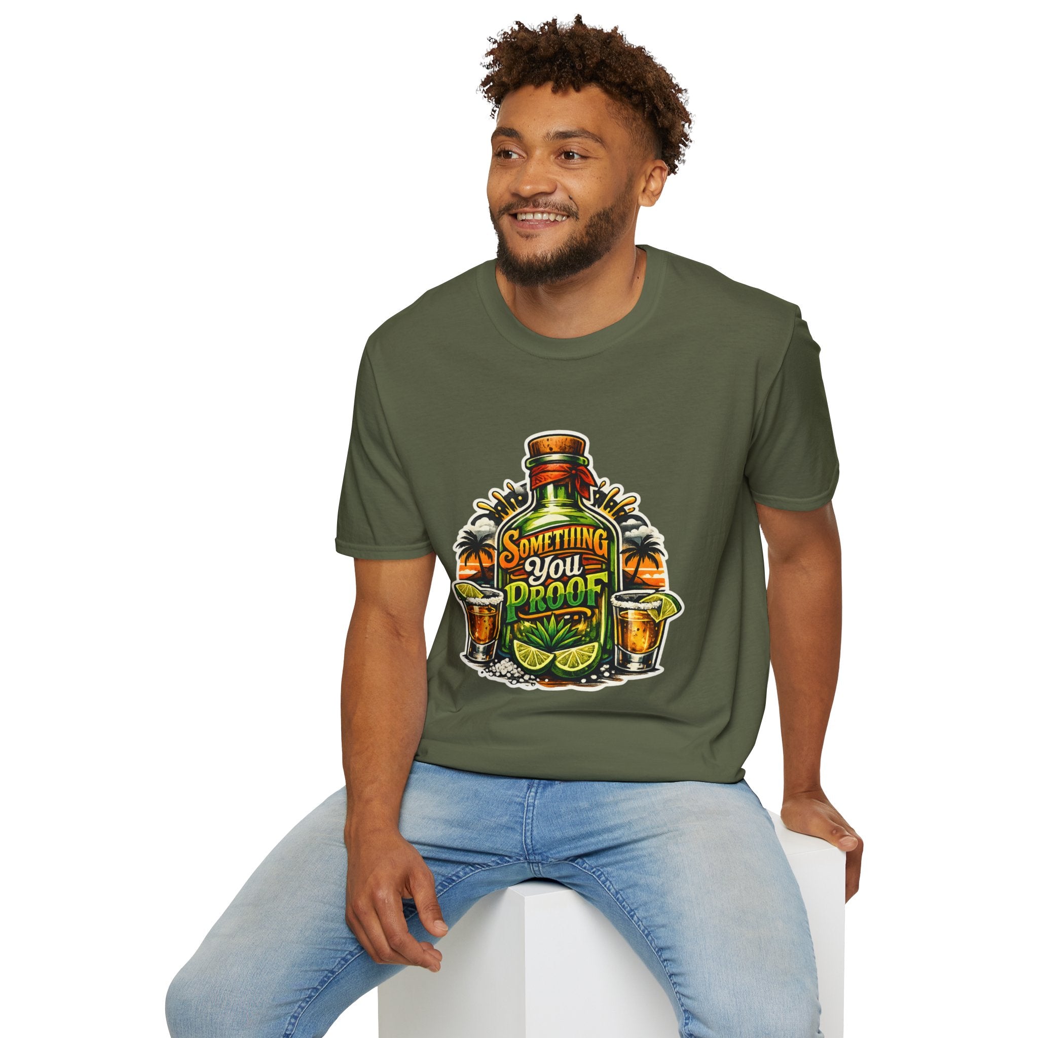 Tequila Bottle 'Something You Proof' T-Shirt — Tropical Cocktail Graphic Tee