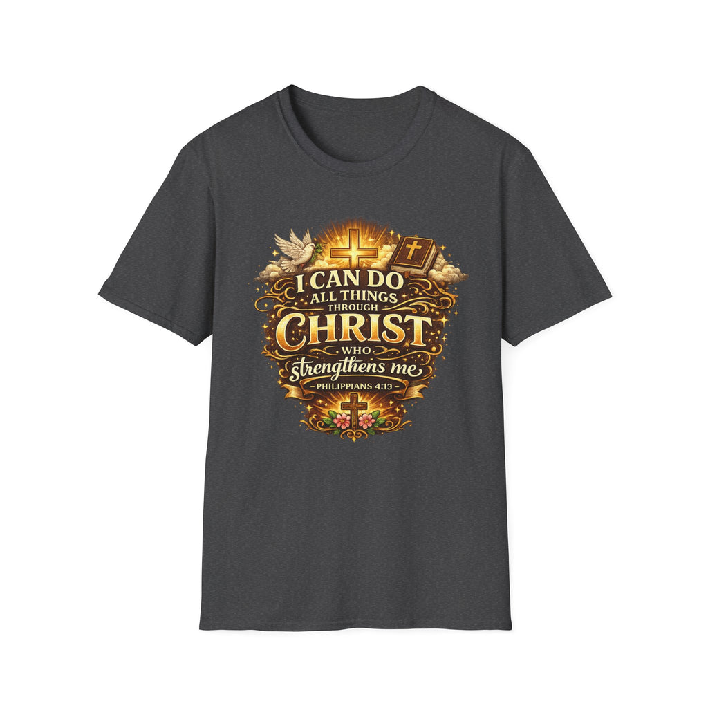 Christian T-Shirt — "I Can Do All Things Through Christ" Inspirational Faith Tee