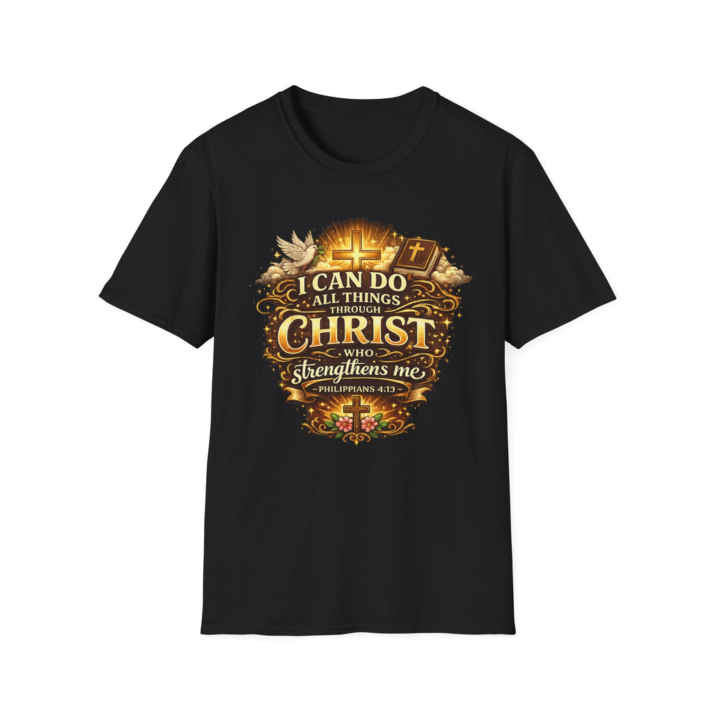 Christian T-Shirt — "I Can Do All Things Through Christ" Inspirational Faith Tee