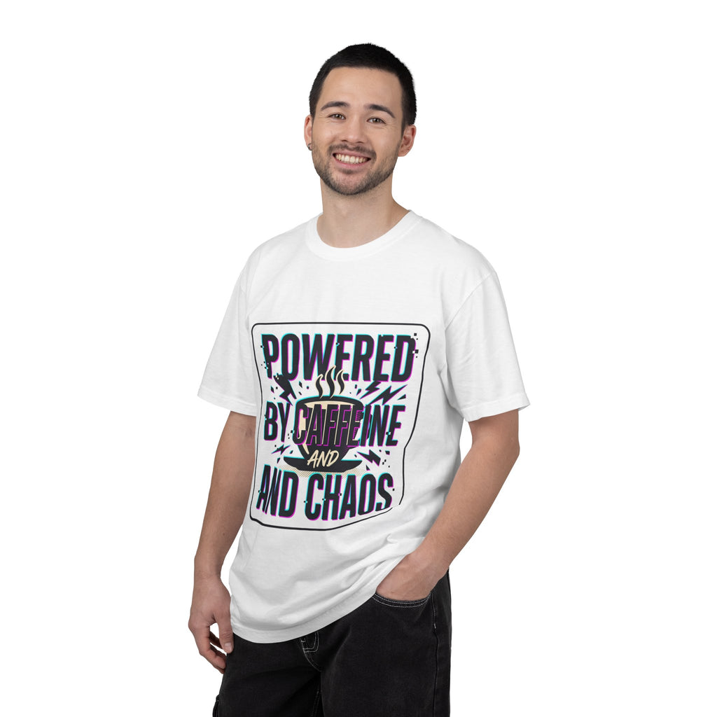 Powered by Caffeine and Chaos T-Shirt | Coffee Humor Tee