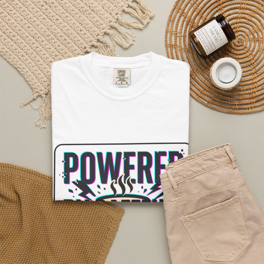 Powered by Caffeine and Chaos T-Shirt | Coffee Humor Tee