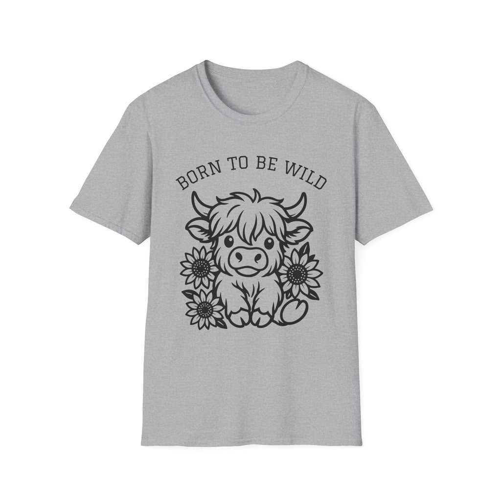Born to Be Wild Highland Cow T-Shirt — Cute Farm Animal Graphic Tee