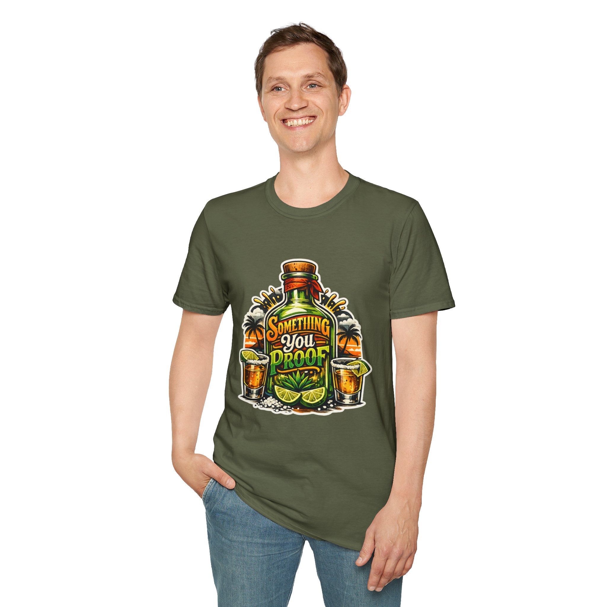 Tequila Bottle 'Something You Proof' T-Shirt — Tropical Cocktail Graphic Tee