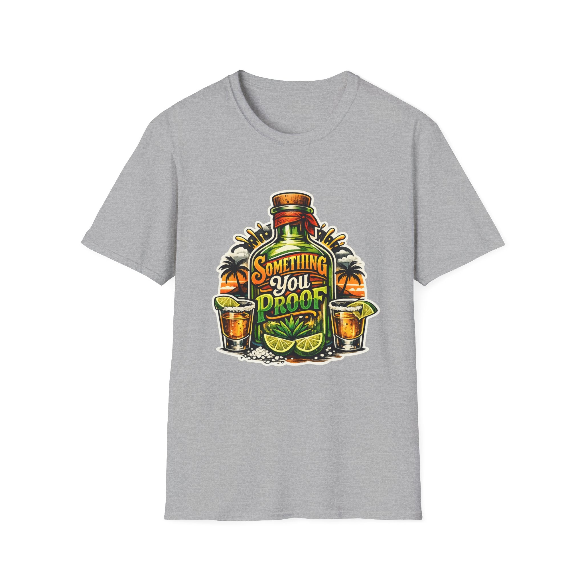 Tequila Bottle 'Something You Proof' T-Shirt — Tropical Cocktail Graphic Tee