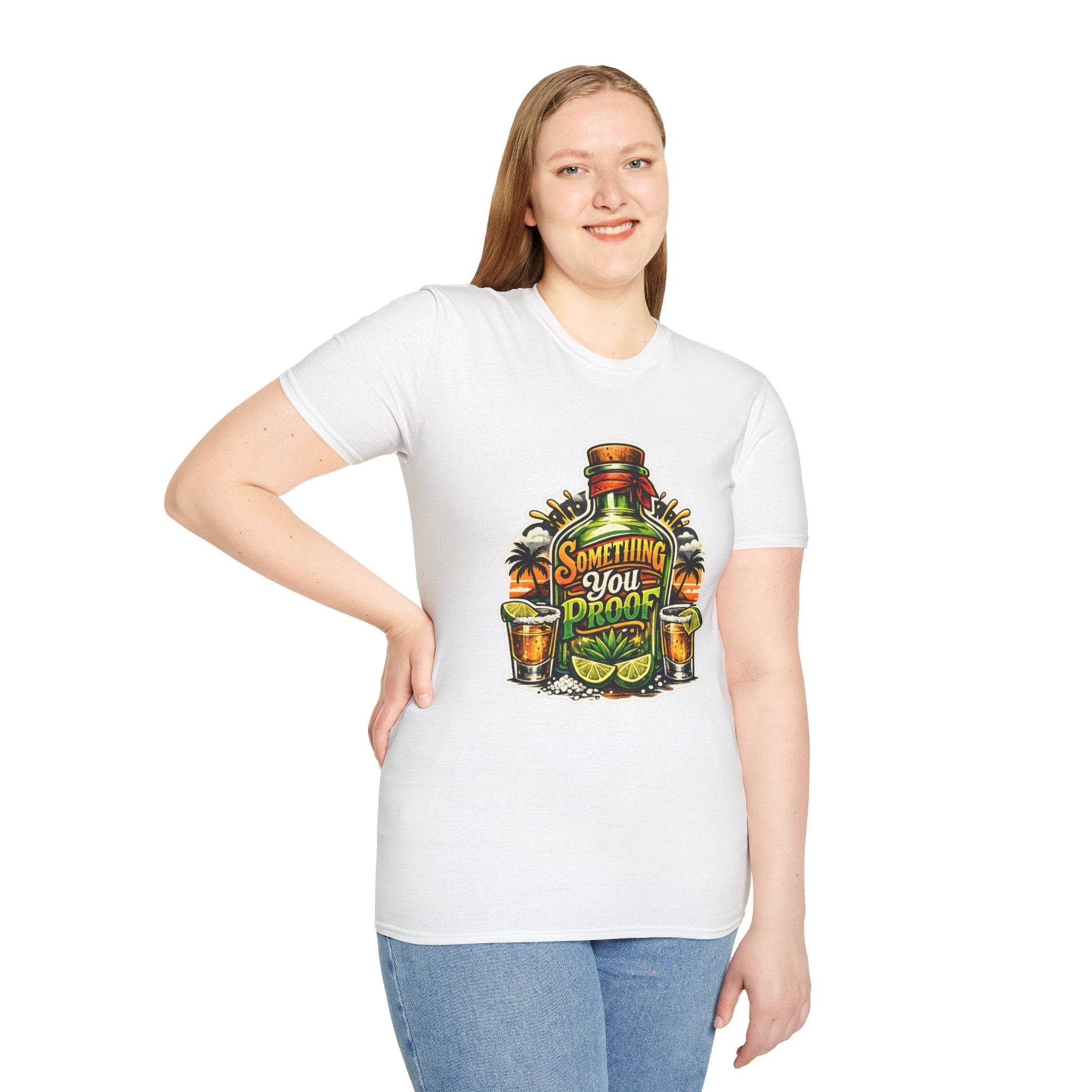 Tequila Bottle 'Something You Proof' T-Shirt — Tropical Cocktail Graphic Tee