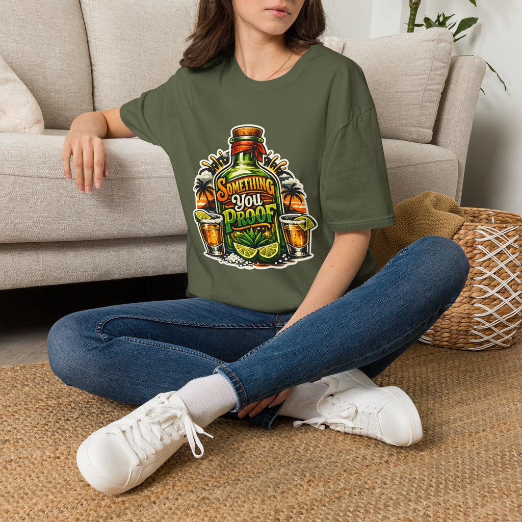 Tequila Bottle 'Something You Proof' T-Shirt — Tropical Cocktail Graphic Tee