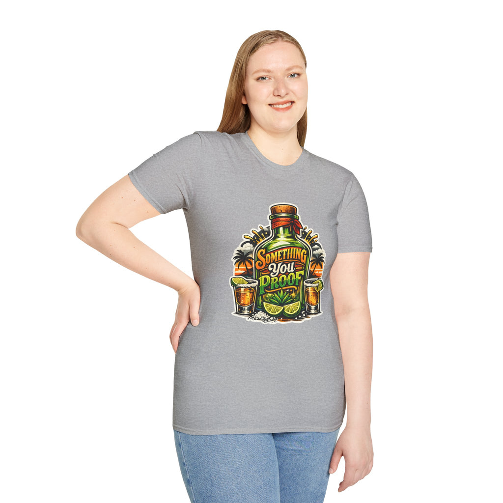 Tequila Bottle 'Something You Proof' T-Shirt — Tropical Cocktail Graphic Tee