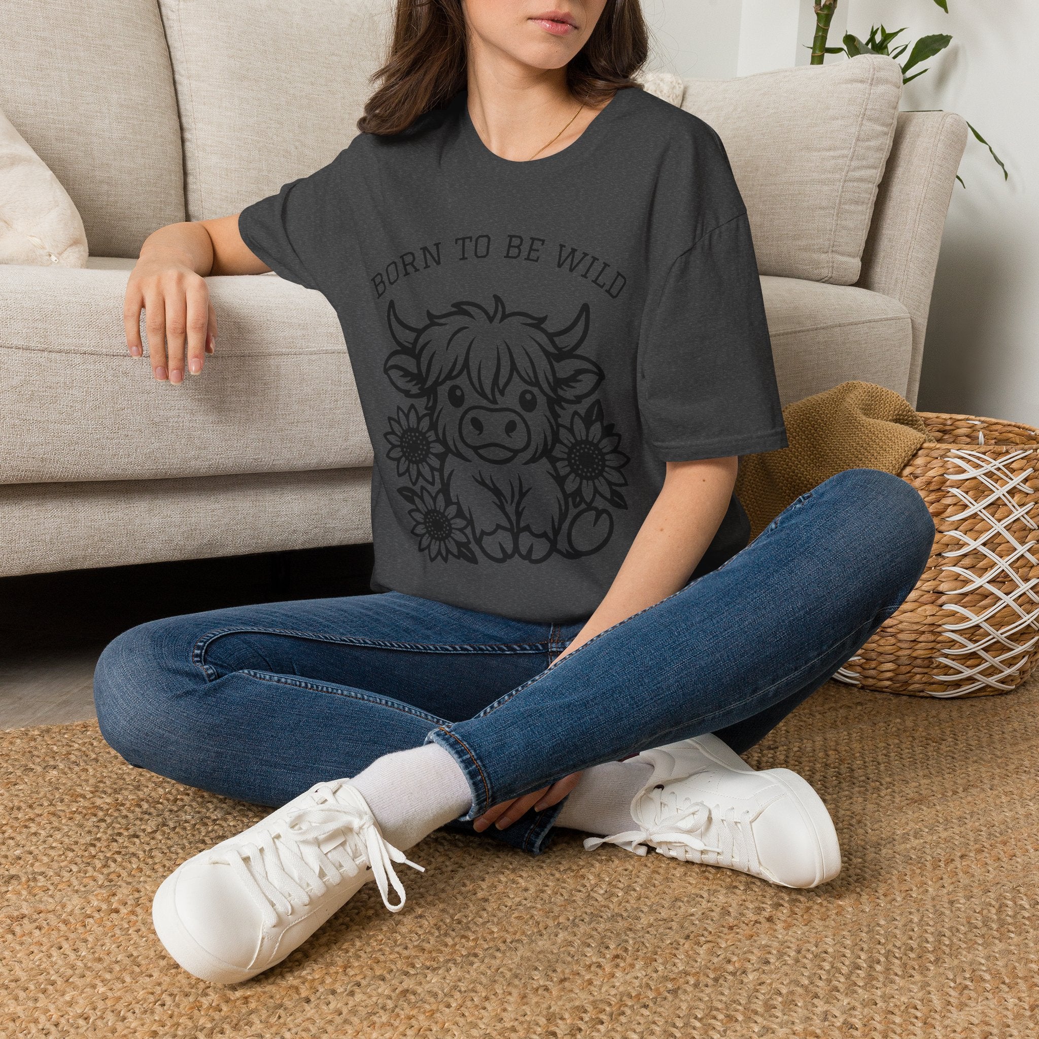 Born to Be Wild Highland Cow T-Shirt — Cute Farm Animal Graphic Tee