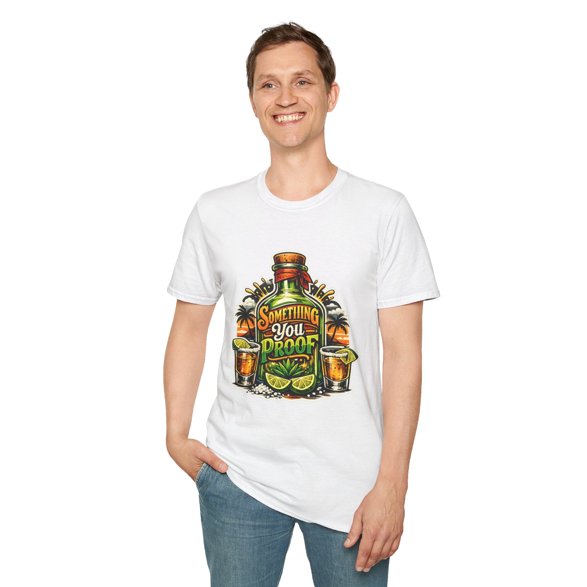Tequila Bottle 'Something You Proof' T-Shirt — Tropical Cocktail Graphic Tee