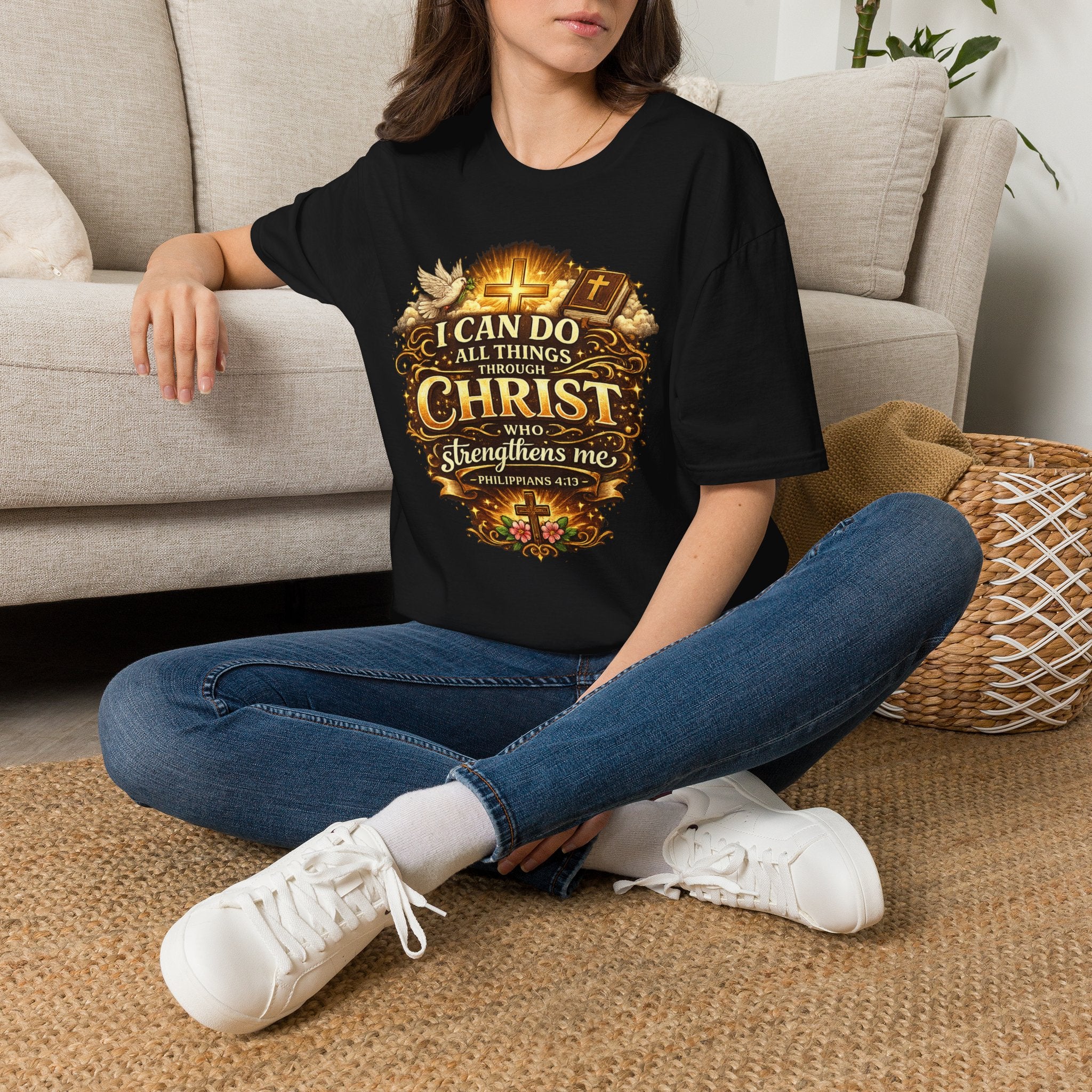 Christian T-Shirt — "I Can Do All Things Through Christ" Inspirational Faith Tee