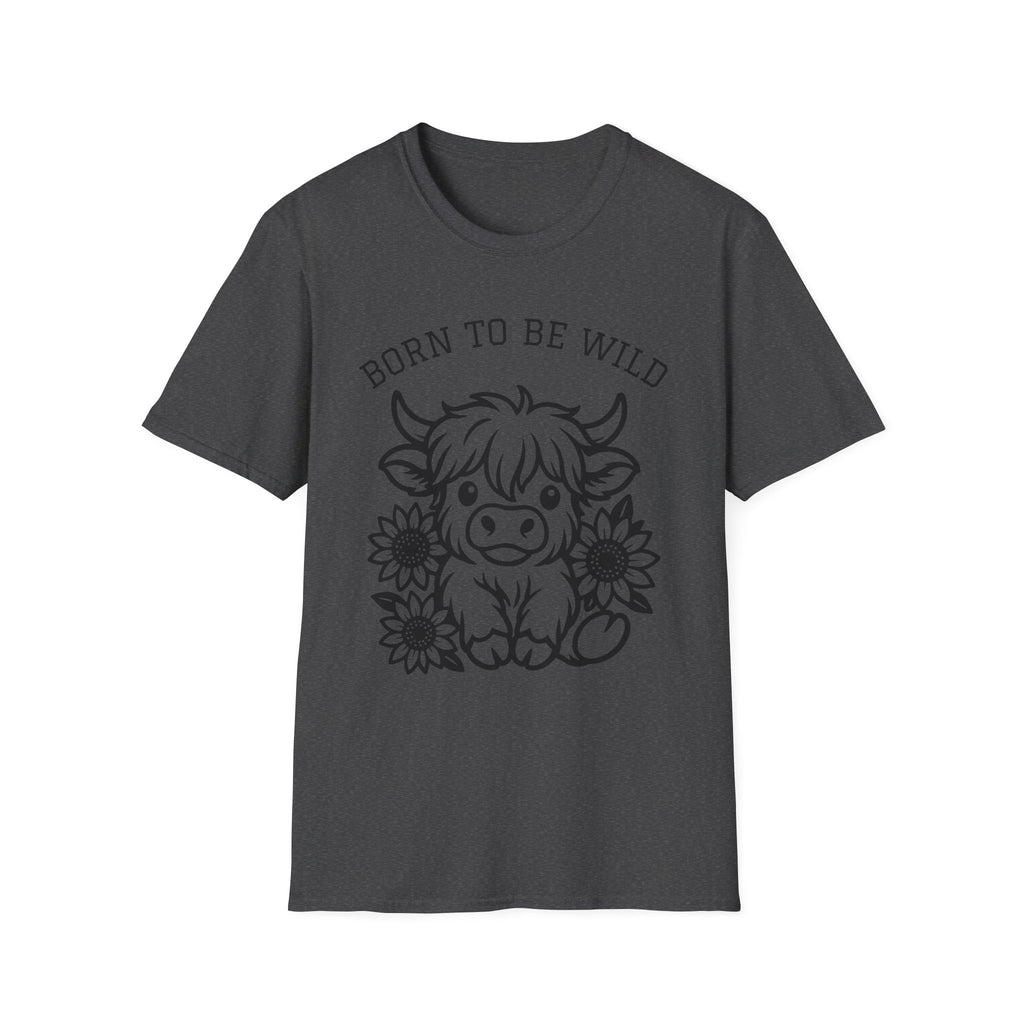 Born to Be Wild Highland Cow T-Shirt — Cute Farm Animal Graphic Tee