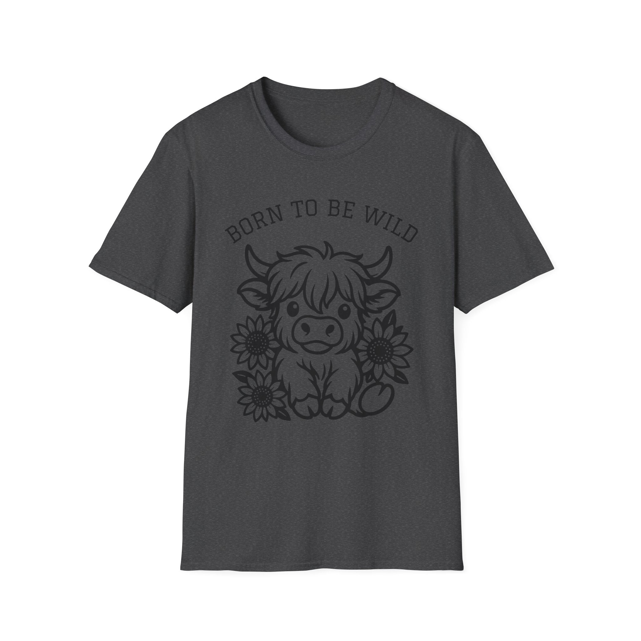 Born to Be Wild Highland Cow T-Shirt — Cute Farm Animal Graphic Tee