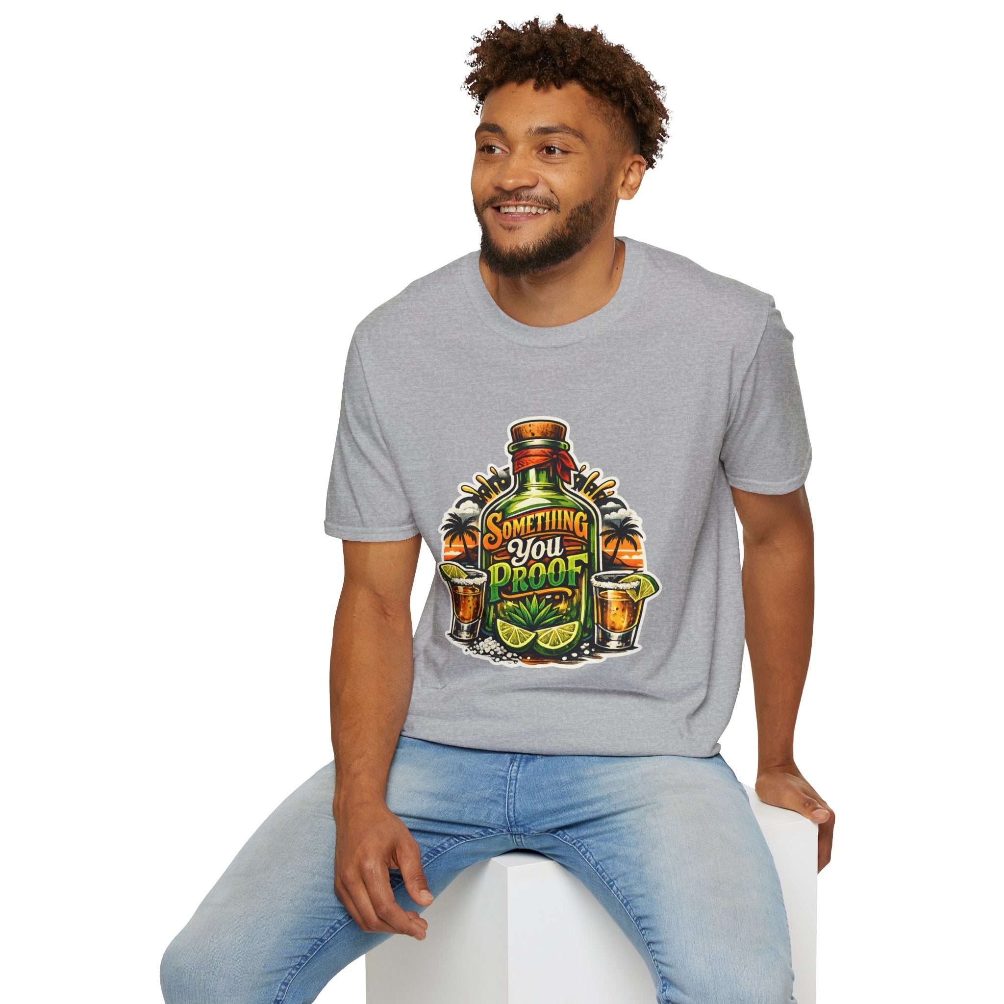 Tequila Bottle 'Something You Proof' T-Shirt — Tropical Cocktail Graphic Tee