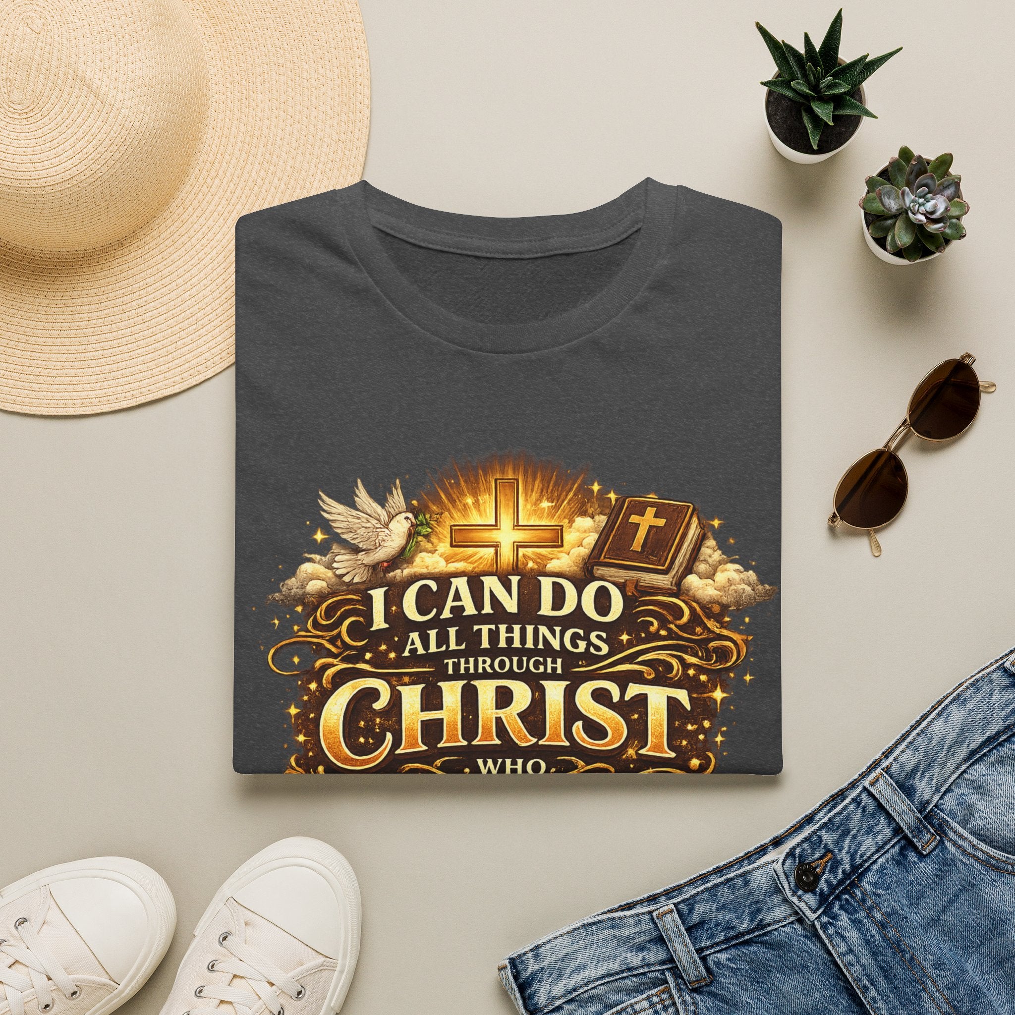 Christian T-Shirt — "I Can Do All Things Through Christ" Inspirational Faith Tee