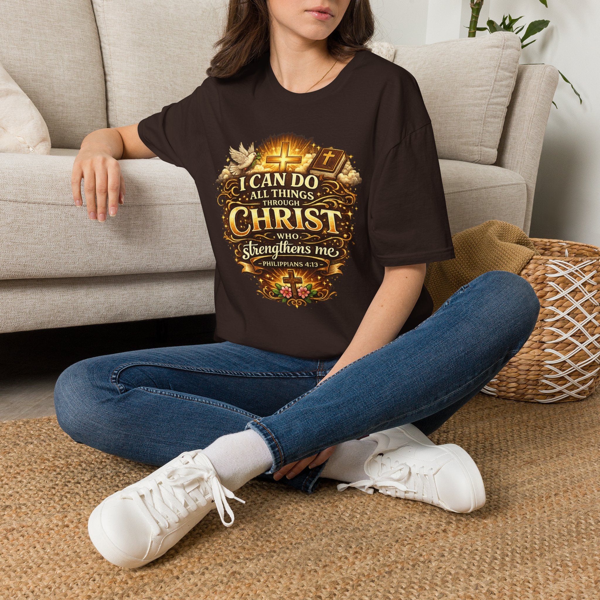 Christian T-Shirt — "I Can Do All Things Through Christ" Inspirational Faith Tee