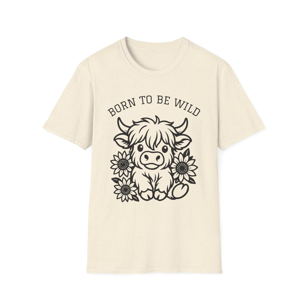 Born to Be Wild Highland Cow T-Shirt — Cute Farm Animal Graphic Tee