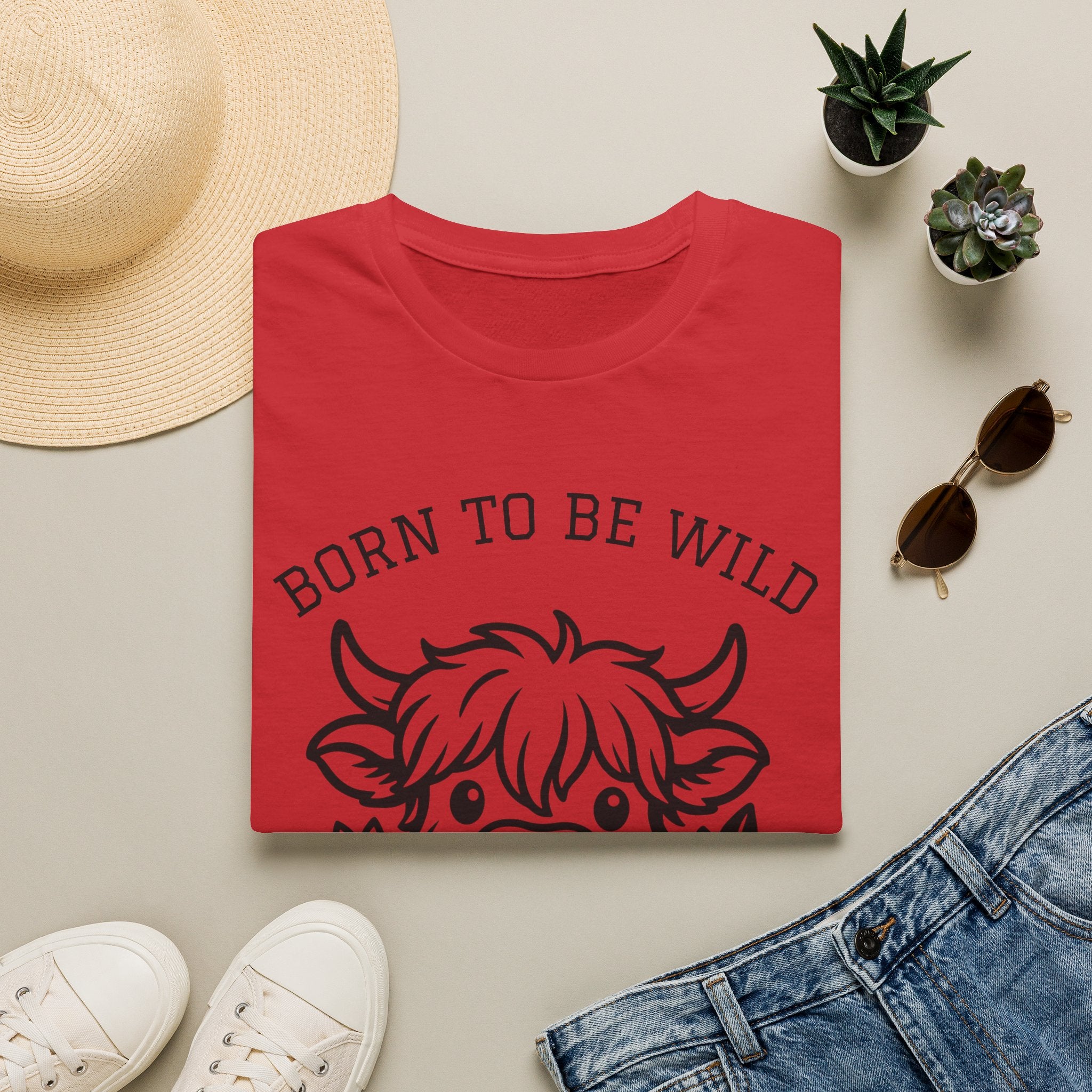 Born to Be Wild Highland Cow T-Shirt — Cute Farm Animal Graphic Tee
